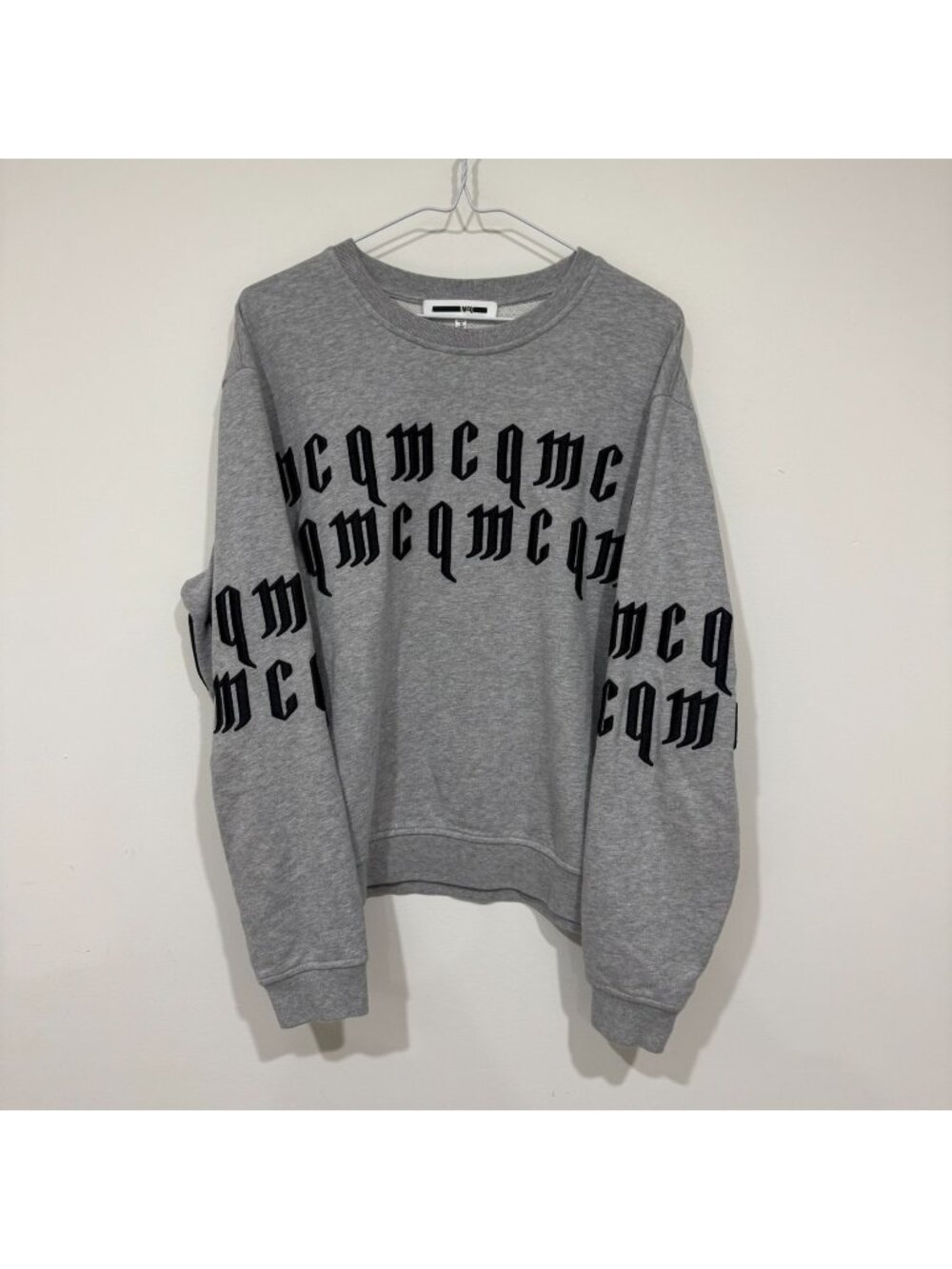 Alexander McQueen McQ Mens Repeat Logo Sweatshirt Medium Grey Embroidered